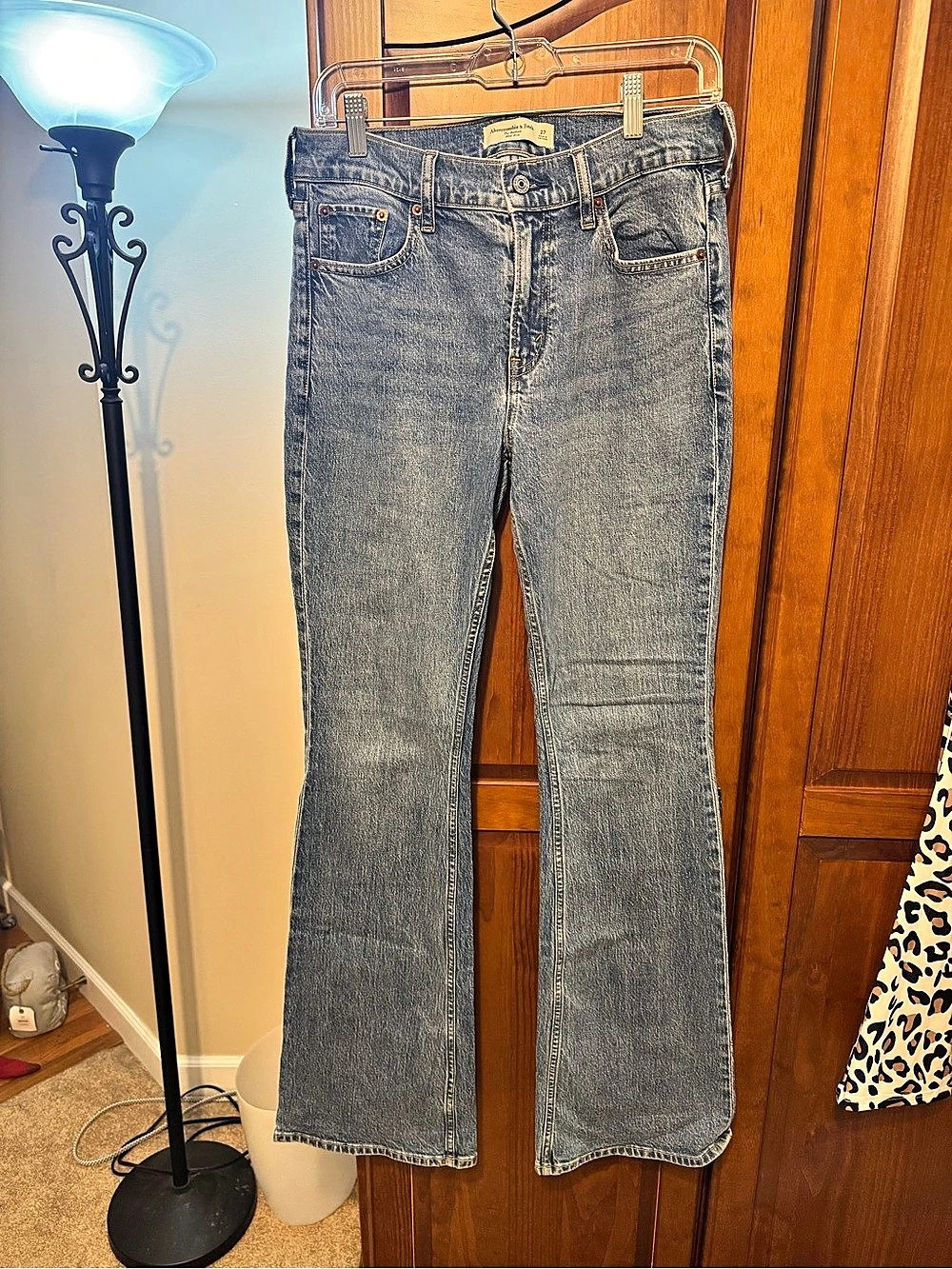 Abercrombie & Fitch Curve Love Ultra High Rise Flare Jeans Flare Jeans in Blue -